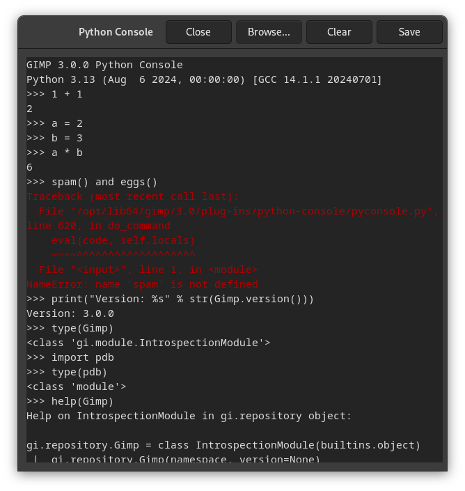 La console Script-Fu